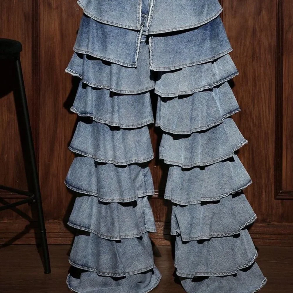 SHEIN Blue Layered Flare Jeans - Picture 1 of 2